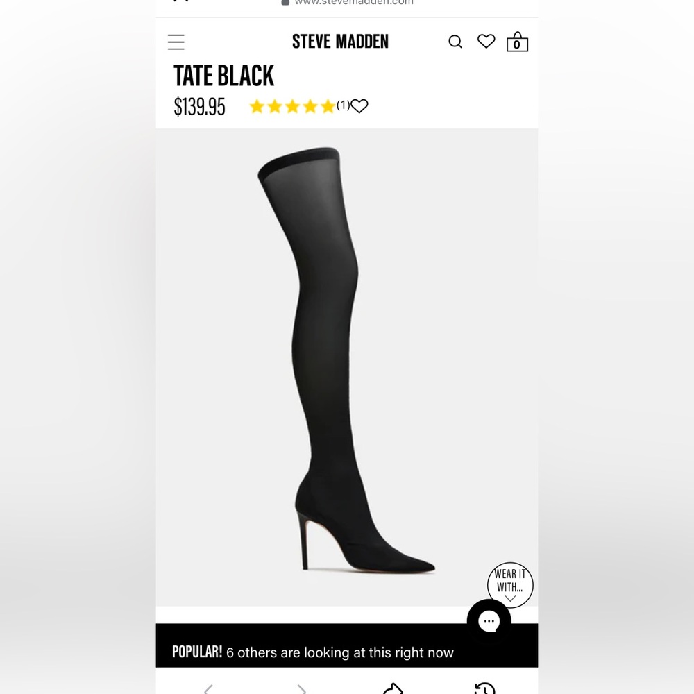 Steve Madden Tate Black boots size 7.5 brand new
